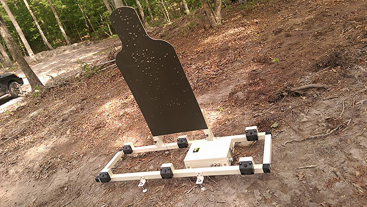 This photo shows the H-Bar using a military standard cardboard target.
