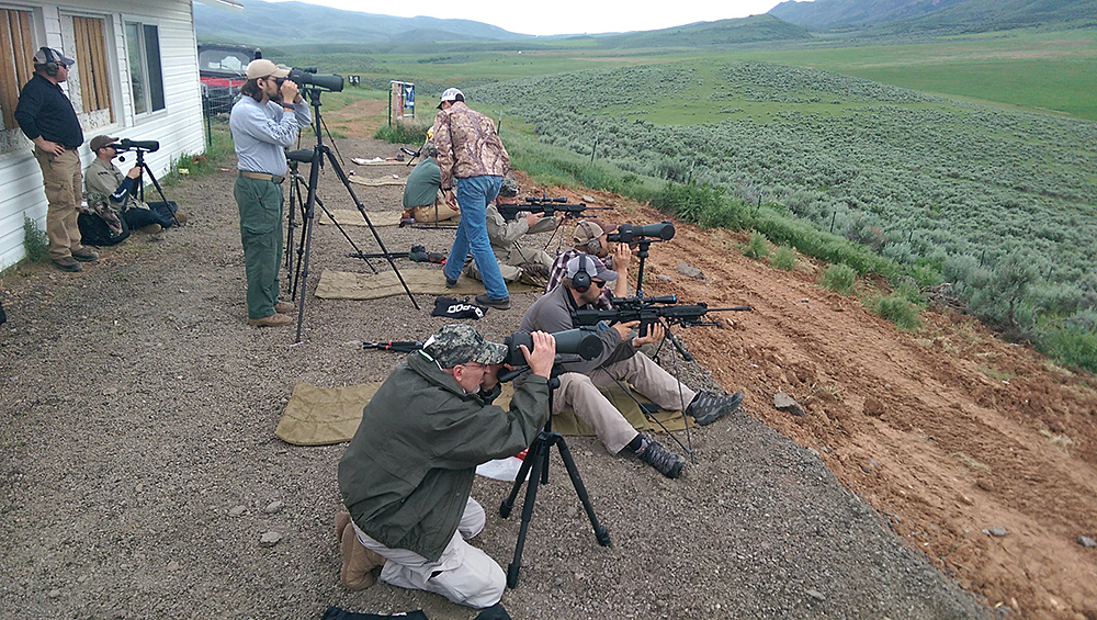 After shooting from prone, it was time to move to the sticks. We used a combination of lightweight shooting sticks and a Bog Pod tripod setup. Instructors wanted to shape the practice around what a hunter might encounter in the field engaging an elk or mule deer, and guides typically use sticks to make the most stable platform for a clean shot.